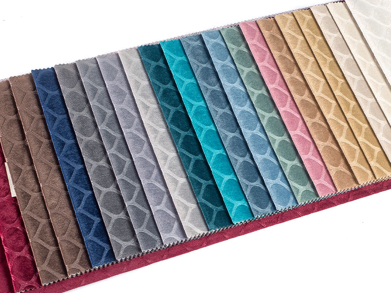 Farvet præget fløjlsstof med høj kvalitet til boligindretning